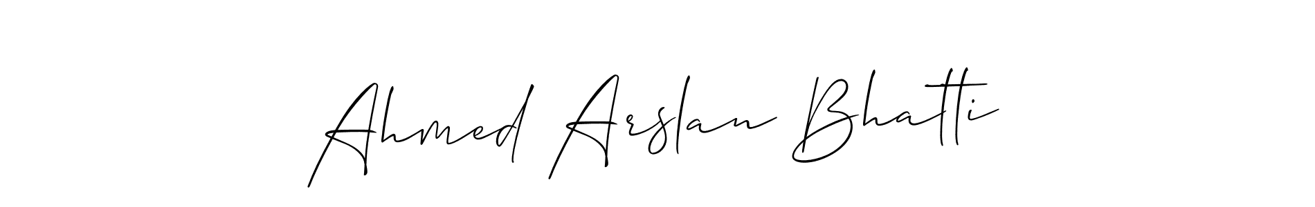 Use a signature maker to create a handwritten signature online. With this signature software, you can design (Allison_Script) your own signature for name Ahmed Arslan Bhatti. Ahmed Arslan Bhatti signature style 2 images and pictures png