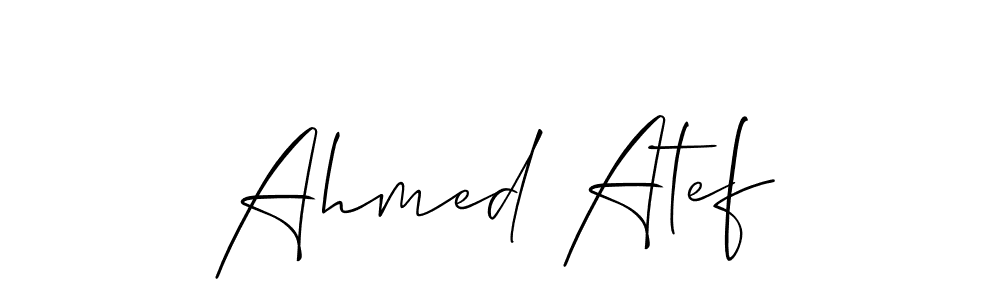 You should practise on your own different ways (Allison_Script) to write your name (Ahmed Atef) in signature. don't let someone else do it for you. Ahmed Atef signature style 2 images and pictures png