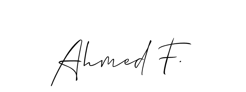 Use a signature maker to create a handwritten signature online. With this signature software, you can design (Allison_Script) your own signature for name Ahmed F.. Ahmed F. signature style 2 images and pictures png