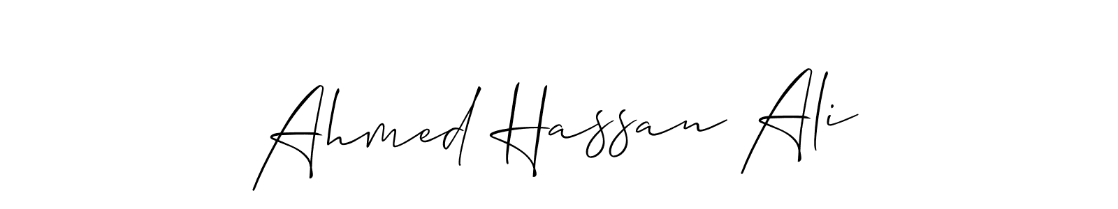 You should practise on your own different ways (Allison_Script) to write your name (Ahmed Hassan Ali) in signature. don't let someone else do it for you. Ahmed Hassan Ali signature style 2 images and pictures png