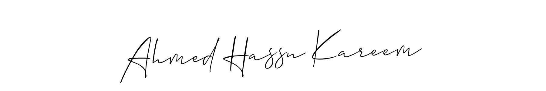 Make a beautiful signature design for name Ahmed Hassn Kareem. With this signature (Allison_Script) style, you can create a handwritten signature for free. Ahmed Hassn Kareem signature style 2 images and pictures png