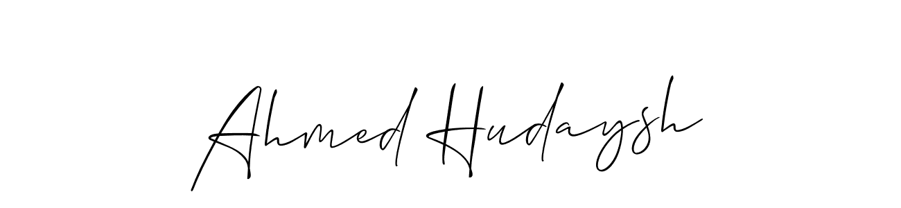 This is the best signature style for the Ahmed Hudaysh name. Also you like these signature font (Allison_Script). Mix name signature. Ahmed Hudaysh signature style 2 images and pictures png