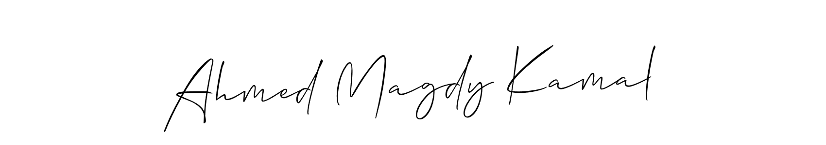 Also You can easily find your signature by using the search form. We will create Ahmed Magdy Kamal name handwritten signature images for you free of cost using Allison_Script sign style. Ahmed Magdy Kamal signature style 2 images and pictures png