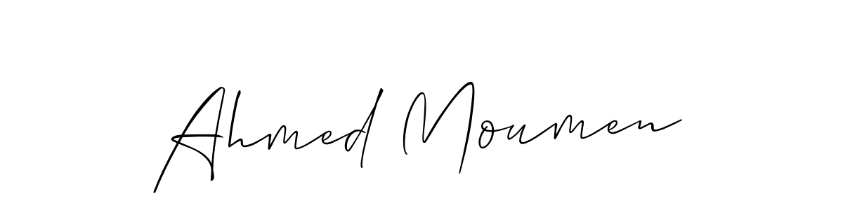 The best way (Allison_Script) to make a short signature is to pick only two or three words in your name. The name Ahmed Moumen include a total of six letters. For converting this name. Ahmed Moumen signature style 2 images and pictures png