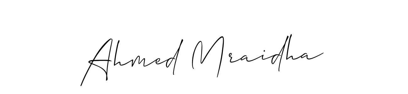 Similarly Allison_Script is the best handwritten signature design. Signature creator online .You can use it as an online autograph creator for name Ahmed Mraidha. Ahmed Mraidha signature style 2 images and pictures png