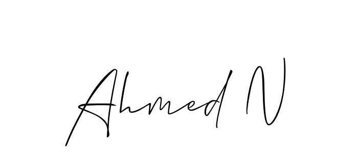 if you are searching for the best signature style for your name Ahmed N. so please give up your signature search. here we have designed multiple signature styles  using Allison_Script. Ahmed N signature style 2 images and pictures png