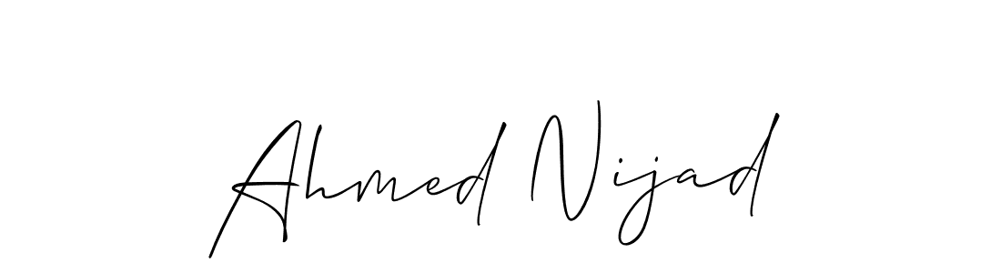 You should practise on your own different ways (Allison_Script) to write your name (Ahmed Nijad) in signature. don't let someone else do it for you. Ahmed Nijad signature style 2 images and pictures png