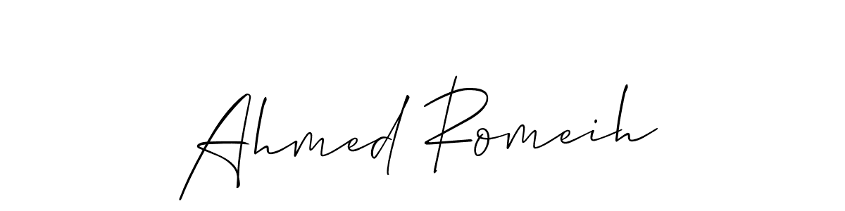 Use a signature maker to create a handwritten signature online. With this signature software, you can design (Allison_Script) your own signature for name Ahmed Romeih. Ahmed Romeih signature style 2 images and pictures png