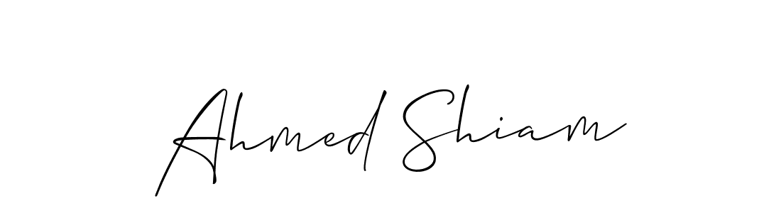 You should practise on your own different ways (Allison_Script) to write your name (Ahmed Shiam) in signature. don't let someone else do it for you. Ahmed Shiam signature style 2 images and pictures png