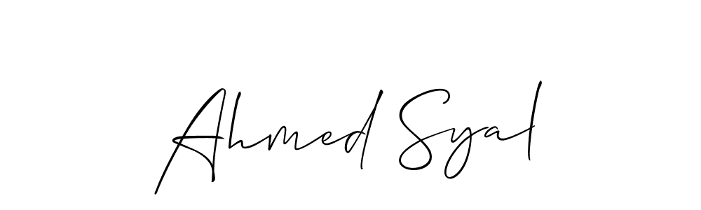 How to make Ahmed Syal name signature. Use Allison_Script style for creating short signs online. This is the latest handwritten sign. Ahmed Syal signature style 2 images and pictures png