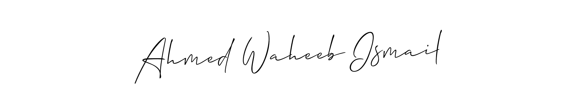 This is the best signature style for the Ahmed Waheeb Ismail name. Also you like these signature font (Allison_Script). Mix name signature. Ahmed Waheeb Ismail signature style 2 images and pictures png