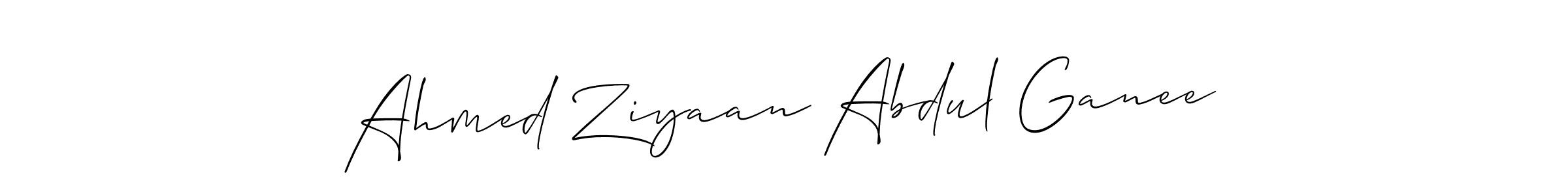 How to make Ahmed Ziyaan Abdul Ganee signature? Allison_Script is a professional autograph style. Create handwritten signature for Ahmed Ziyaan Abdul Ganee name. Ahmed Ziyaan Abdul Ganee signature style 2 images and pictures png