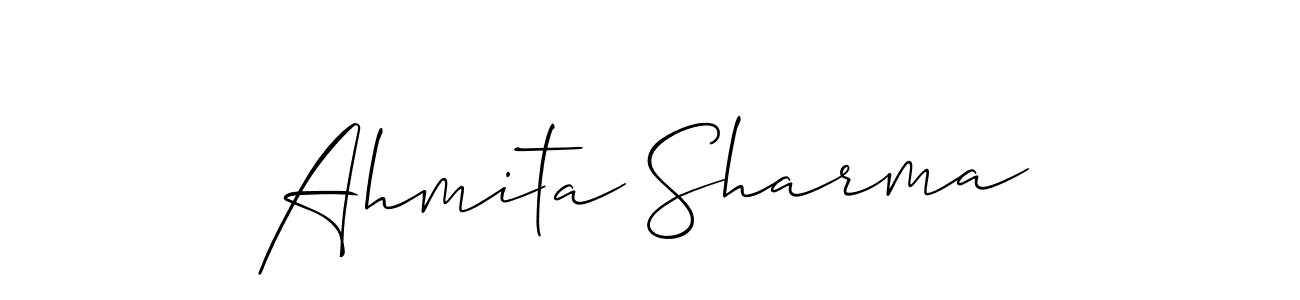 Similarly Allison_Script is the best handwritten signature design. Signature creator online .You can use it as an online autograph creator for name Ahmita Sharma. Ahmita Sharma signature style 2 images and pictures png