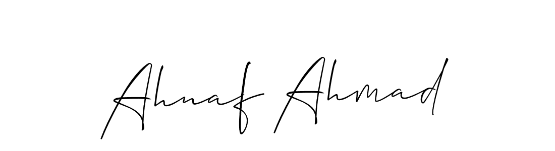 Use a signature maker to create a handwritten signature online. With this signature software, you can design (Allison_Script) your own signature for name Ahnaf Ahmad. Ahnaf Ahmad signature style 2 images and pictures png