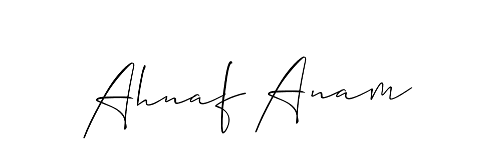 Make a beautiful signature design for name Ahnaf Anam. With this signature (Allison_Script) style, you can create a handwritten signature for free. Ahnaf Anam signature style 2 images and pictures png