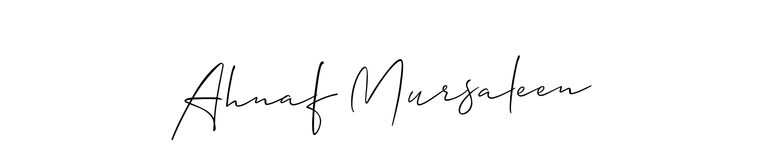 Allison_Script is a professional signature style that is perfect for those who want to add a touch of class to their signature. It is also a great choice for those who want to make their signature more unique. Get Ahnaf Mursaleen name to fancy signature for free. Ahnaf Mursaleen signature style 2 images and pictures png