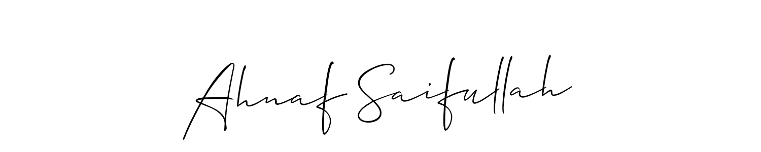 Create a beautiful signature design for name Ahnaf Saifullah. With this signature (Allison_Script) fonts, you can make a handwritten signature for free. Ahnaf Saifullah signature style 2 images and pictures png