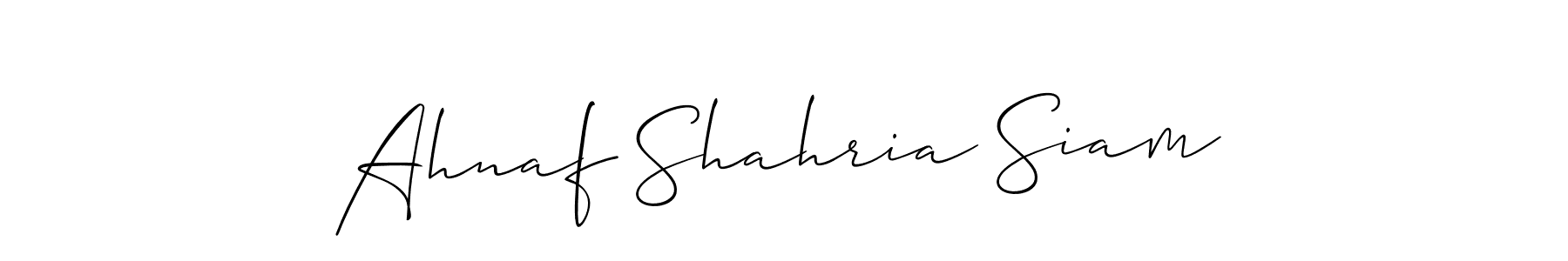Make a beautiful signature design for name Ahnaf Shahria Siam. With this signature (Allison_Script) style, you can create a handwritten signature for free. Ahnaf Shahria Siam signature style 2 images and pictures png