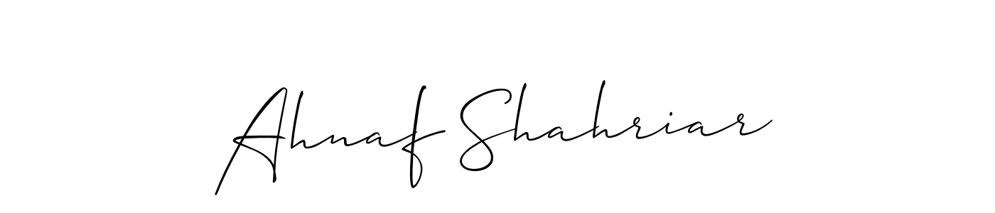 The best way (Allison_Script) to make a short signature is to pick only two or three words in your name. The name Ahnaf Shahriar include a total of six letters. For converting this name. Ahnaf Shahriar signature style 2 images and pictures png