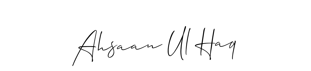 How to make Ahsaan Ul Haq name signature. Use Allison_Script style for creating short signs online. This is the latest handwritten sign. Ahsaan Ul Haq signature style 2 images and pictures png
