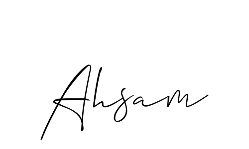 You should practise on your own different ways (Allison_Script) to write your name (Ahsam) in signature. don't let someone else do it for you. Ahsam signature style 2 images and pictures png
