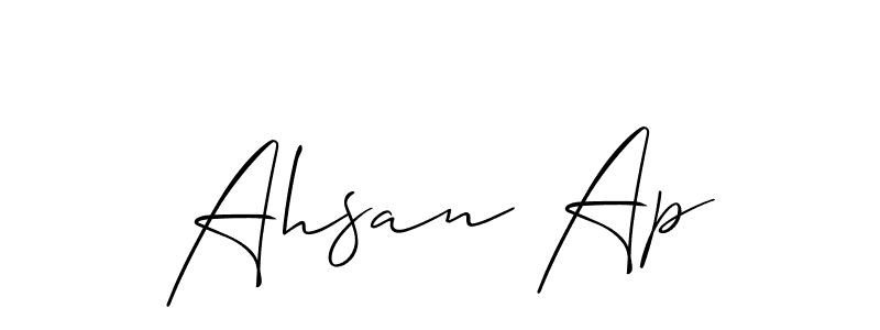 Use a signature maker to create a handwritten signature online. With this signature software, you can design (Allison_Script) your own signature for name Ahsan Ap. Ahsan Ap signature style 2 images and pictures png
