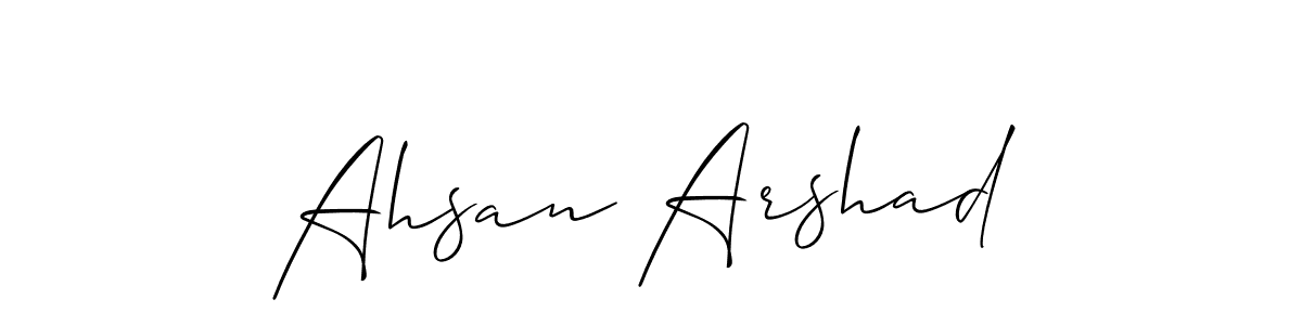 Create a beautiful signature design for name Ahsan Arshad. With this signature (Allison_Script) fonts, you can make a handwritten signature for free. Ahsan Arshad signature style 2 images and pictures png