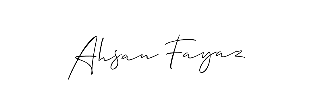 Create a beautiful signature design for name Ahsan Fayaz. With this signature (Allison_Script) fonts, you can make a handwritten signature for free. Ahsan Fayaz signature style 2 images and pictures png