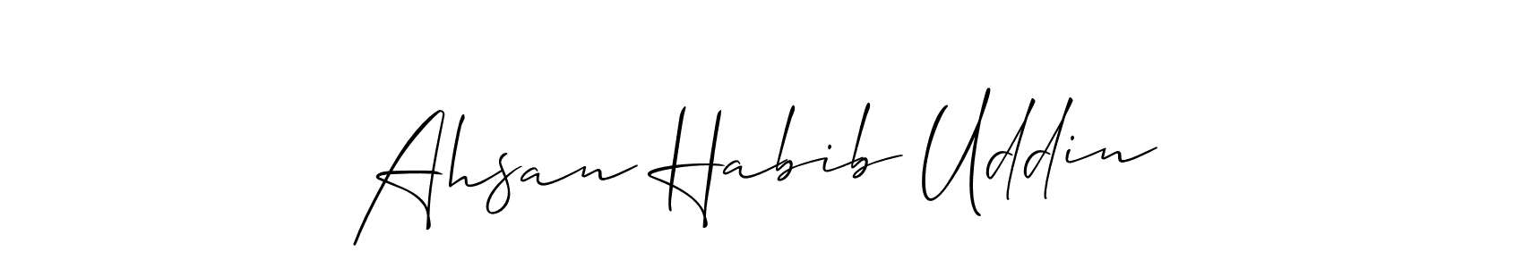 The best way (Allison_Script) to make a short signature is to pick only two or three words in your name. The name Ahsan Habib Uddin include a total of six letters. For converting this name. Ahsan Habib Uddin signature style 2 images and pictures png