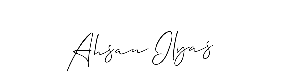 You should practise on your own different ways (Allison_Script) to write your name (Ahsan Ilyas) in signature. don't let someone else do it for you. Ahsan Ilyas signature style 2 images and pictures png