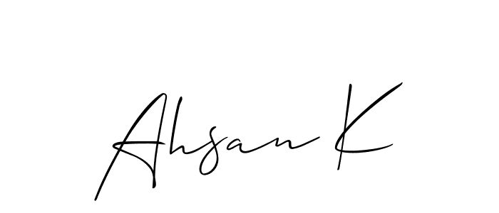 Make a beautiful signature design for name Ahsan K. Use this online signature maker to create a handwritten signature for free. Ahsan K signature style 2 images and pictures png