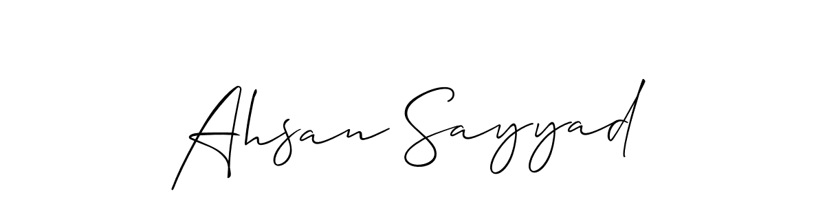 Allison_Script is a professional signature style that is perfect for those who want to add a touch of class to their signature. It is also a great choice for those who want to make their signature more unique. Get Ahsan Sayyad name to fancy signature for free. Ahsan Sayyad signature style 2 images and pictures png