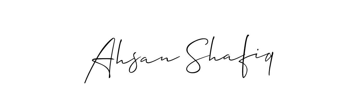 You should practise on your own different ways (Allison_Script) to write your name (Ahsan Shafiq) in signature. don't let someone else do it for you. Ahsan Shafiq signature style 2 images and pictures png