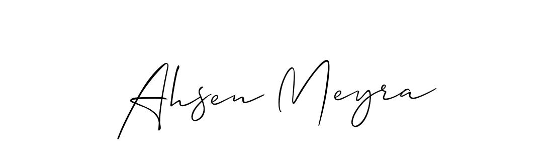 Allison_Script is a professional signature style that is perfect for those who want to add a touch of class to their signature. It is also a great choice for those who want to make their signature more unique. Get Ahsen Meyra name to fancy signature for free. Ahsen Meyra signature style 2 images and pictures png