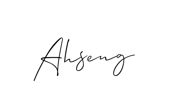 It looks lik you need a new signature style for name Ahseng. Design unique handwritten (Allison_Script) signature with our free signature maker in just a few clicks. Ahseng signature style 2 images and pictures png