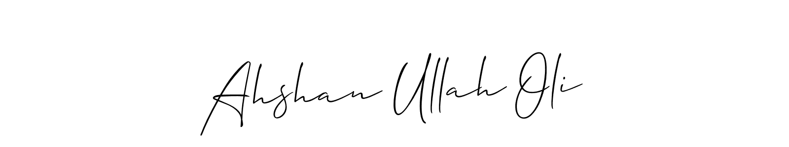 Create a beautiful signature design for name Ahshan Ullah Oli. With this signature (Allison_Script) fonts, you can make a handwritten signature for free. Ahshan Ullah Oli signature style 2 images and pictures png