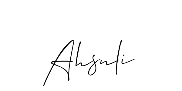 Design your own signature with our free online signature maker. With this signature software, you can create a handwritten (Allison_Script) signature for name Ahsnli. Ahsnli signature style 2 images and pictures png