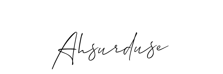 Allison_Script is a professional signature style that is perfect for those who want to add a touch of class to their signature. It is also a great choice for those who want to make their signature more unique. Get Ahsurduse name to fancy signature for free. Ahsurduse signature style 2 images and pictures png
