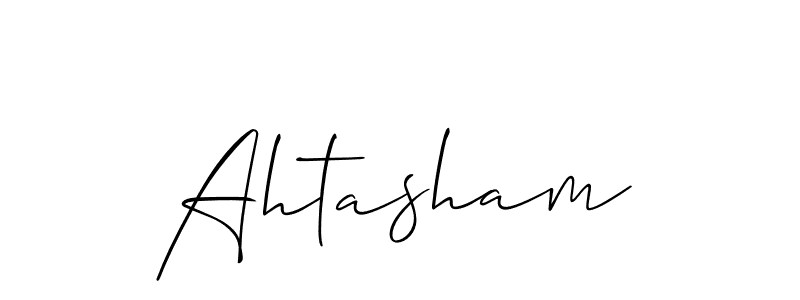 Create a beautiful signature design for name Ahtasham. With this signature (Allison_Script) fonts, you can make a handwritten signature for free. Ahtasham signature style 2 images and pictures png