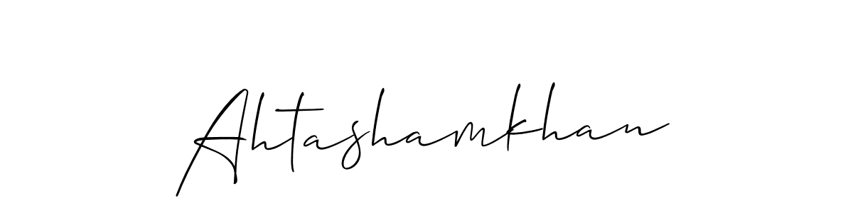 Allison_Script is a professional signature style that is perfect for those who want to add a touch of class to their signature. It is also a great choice for those who want to make their signature more unique. Get Ahtashamkhan name to fancy signature for free. Ahtashamkhan signature style 2 images and pictures png