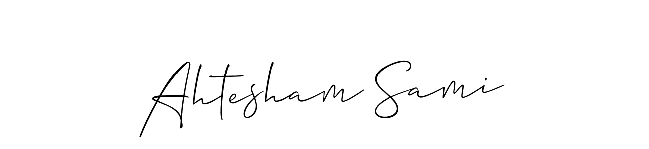 Allison_Script is a professional signature style that is perfect for those who want to add a touch of class to their signature. It is also a great choice for those who want to make their signature more unique. Get Ahtesham Sami name to fancy signature for free. Ahtesham Sami signature style 2 images and pictures png