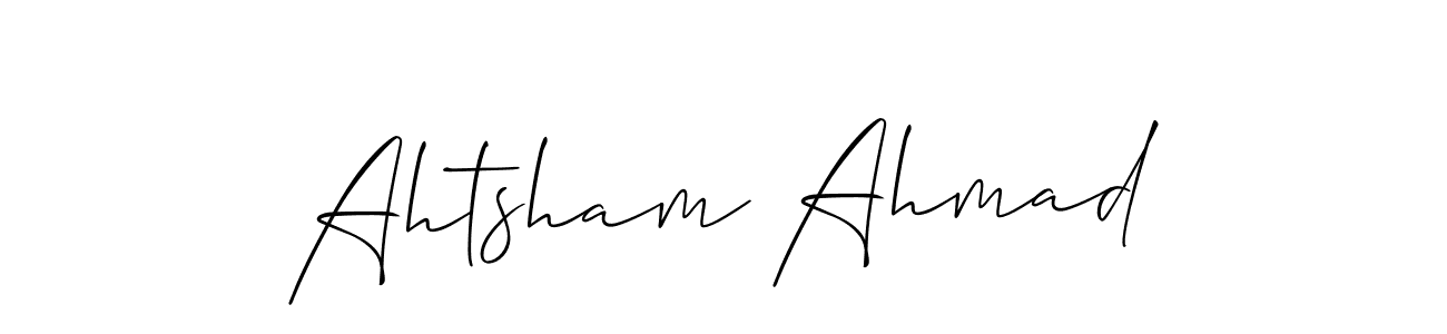 You should practise on your own different ways (Allison_Script) to write your name (Ahtsham Ahmad) in signature. don't let someone else do it for you. Ahtsham Ahmad signature style 2 images and pictures png