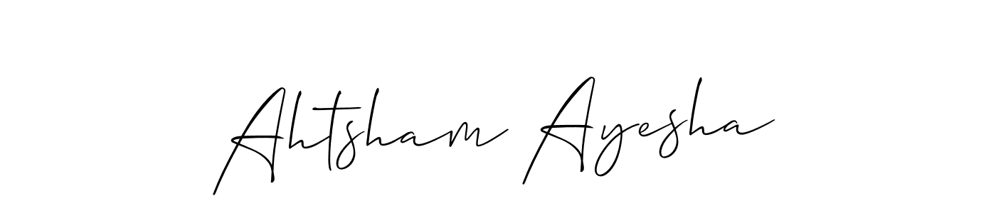 You should practise on your own different ways (Allison_Script) to write your name (Ahtsham Ayesha) in signature. don't let someone else do it for you. Ahtsham Ayesha signature style 2 images and pictures png