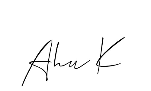 How to make Ahu K name signature. Use Allison_Script style for creating short signs online. This is the latest handwritten sign. Ahu K signature style 2 images and pictures png