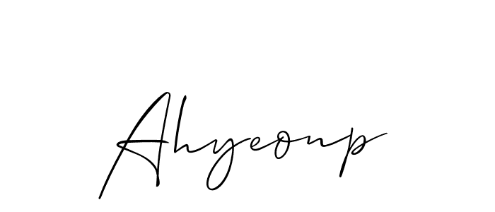 Use a signature maker to create a handwritten signature online. With this signature software, you can design (Allison_Script) your own signature for name Ahyeonp. Ahyeonp signature style 2 images and pictures png