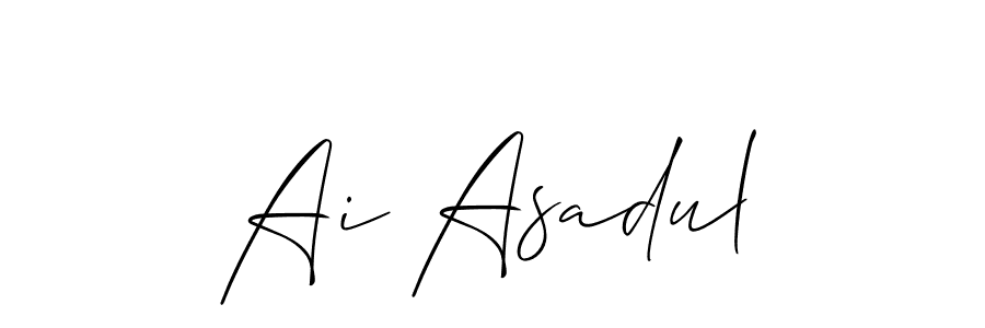 Similarly Allison_Script is the best handwritten signature design. Signature creator online .You can use it as an online autograph creator for name Ai Asadul. Ai Asadul signature style 2 images and pictures png