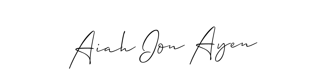 Aiah Ion Ayen stylish signature style. Best Handwritten Sign (Allison_Script) for my name. Handwritten Signature Collection Ideas for my name Aiah Ion Ayen. Aiah Ion Ayen signature style 2 images and pictures png
