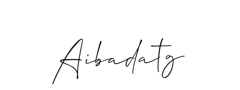 The best way (Allison_Script) to make a short signature is to pick only two or three words in your name. The name Aibadatg include a total of six letters. For converting this name. Aibadatg signature style 2 images and pictures png