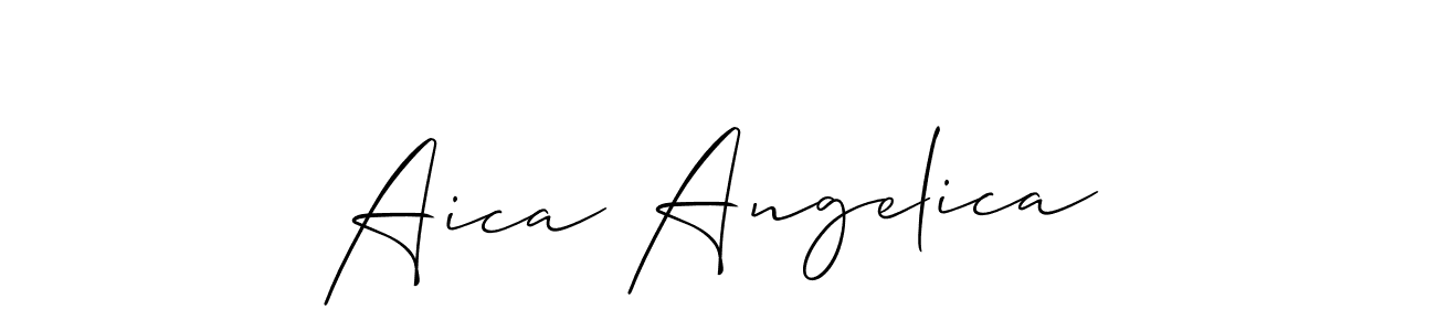 if you are searching for the best signature style for your name Aica Angelica. so please give up your signature search. here we have designed multiple signature styles  using Allison_Script. Aica Angelica signature style 2 images and pictures png