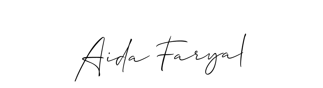 Similarly Allison_Script is the best handwritten signature design. Signature creator online .You can use it as an online autograph creator for name Aida Faryal. Aida Faryal signature style 2 images and pictures png